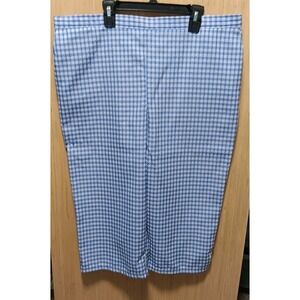Alfred Dunner 16 Petite Capri Blue White Check Elastic Back Waist Pull-On‎
